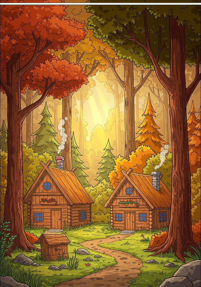 Vibrant Forest Illustration for Coloring Book