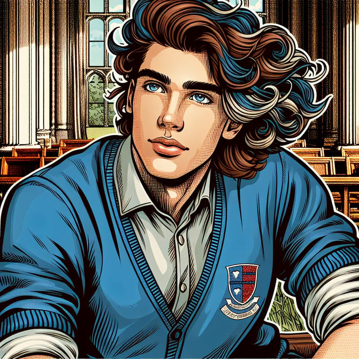 Stylish Caucasian University Student in DC Comics Style