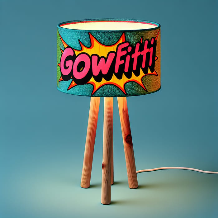 Vibrant Pop Art Lampshade with Wooden Base Sticks | GlowFitti Design