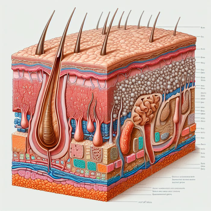 Detailed Cross-Section Illustration of Human Skin