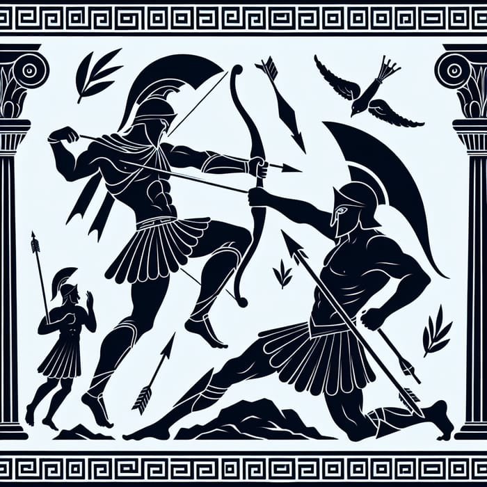 Ancient Greek Mythology Art: Achilles vs Spartan Soldier