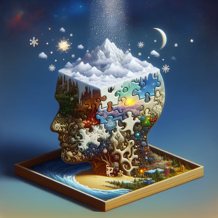 Knowledge Dissolving: A Surreal Enigma in the Snow