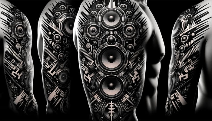 Hardstyle Full Arm Tattoo Design for Men