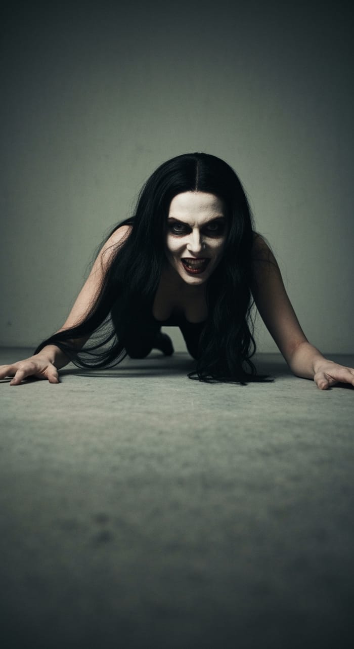 Creepy Horror Photo of Woman in Attic Creepy Horror Photo of Woman in Attic
