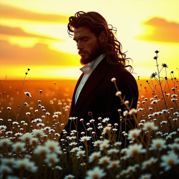 Radiant Man in Field at Dawn | Sunrise Photography