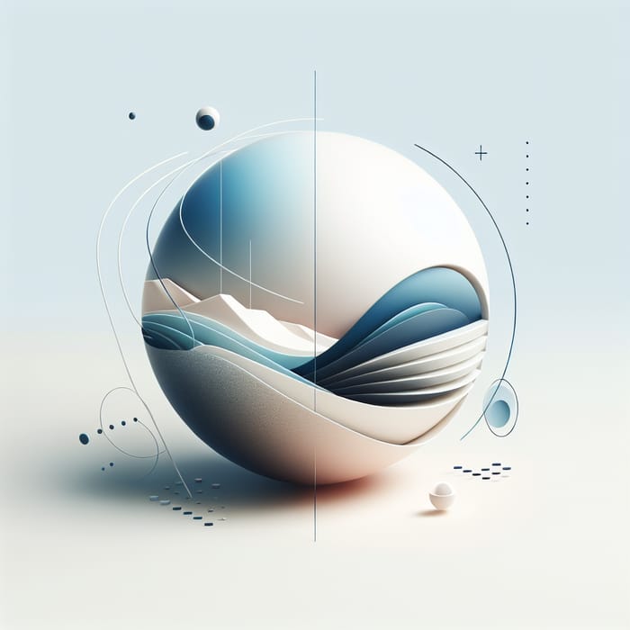 Contemporary Broken Sphere Artwork: Minimalist Design with Reflection