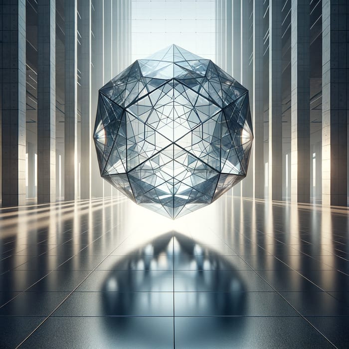 Futuristic Glass Icosahedron Installation | Geometric Art