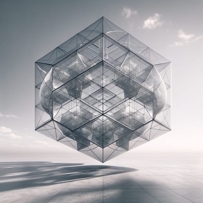 Suspended Glass Icosahedron | Futuristic Architectural 4K Photography