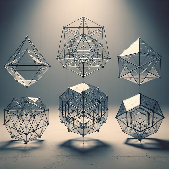 Glass Geometric Shapes Sculpture: Tetrahexocticosadode Installation