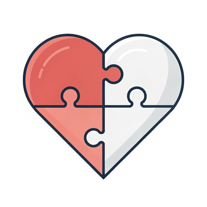 Minimalist Heart Puzzle Icon Design