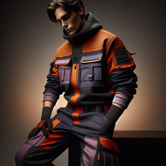 Professional Orange Black Purple Work Uniform with Vibrant Color Details