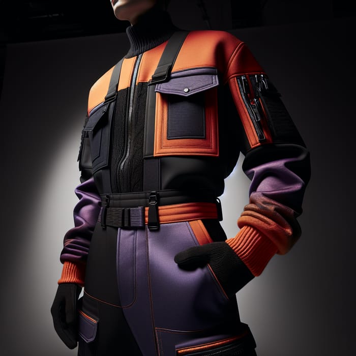 Professional Work Uniform: Orange, Black & Purple Studio Fashion Photograph