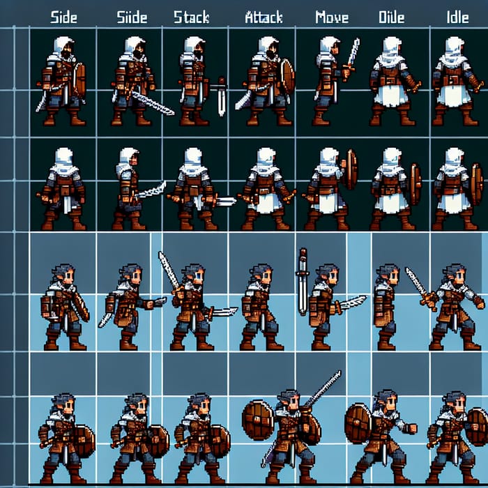 Detailed Dungeons & Dragons Character Sprite Sheet Pixel Art