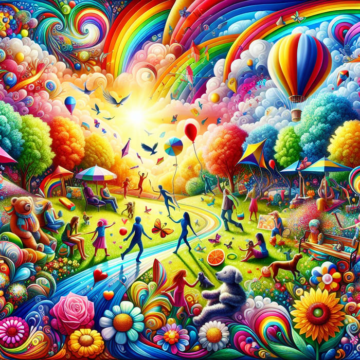 Vibrant Colors of Happiness: Joyful Scene in Colorful Park