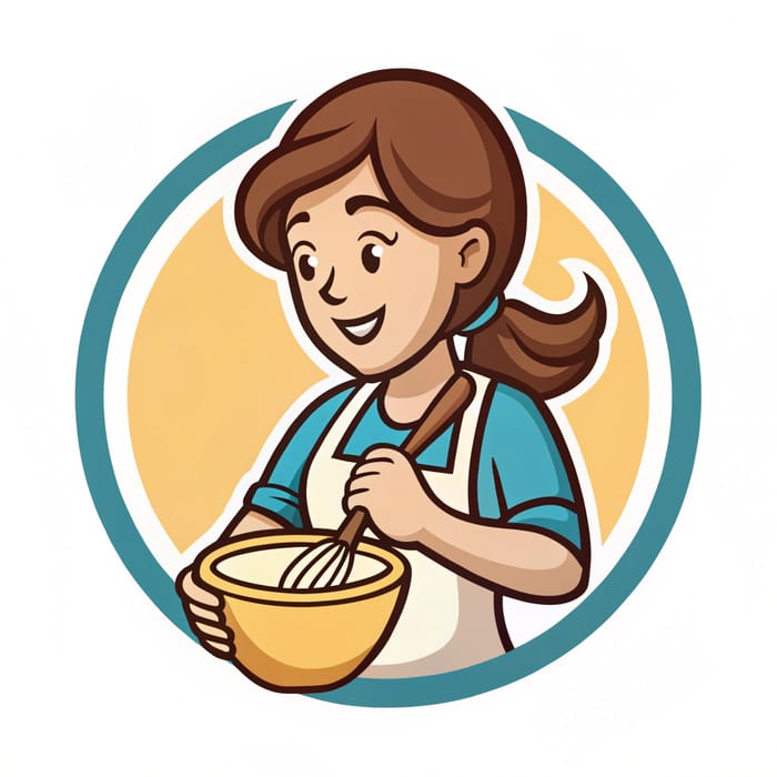 Animated Baking Logo of a Woman with Brown Hair