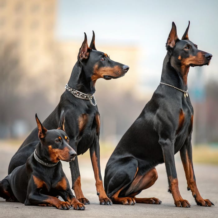 Ultra Realistic Photo of Three Dobermans in 4K