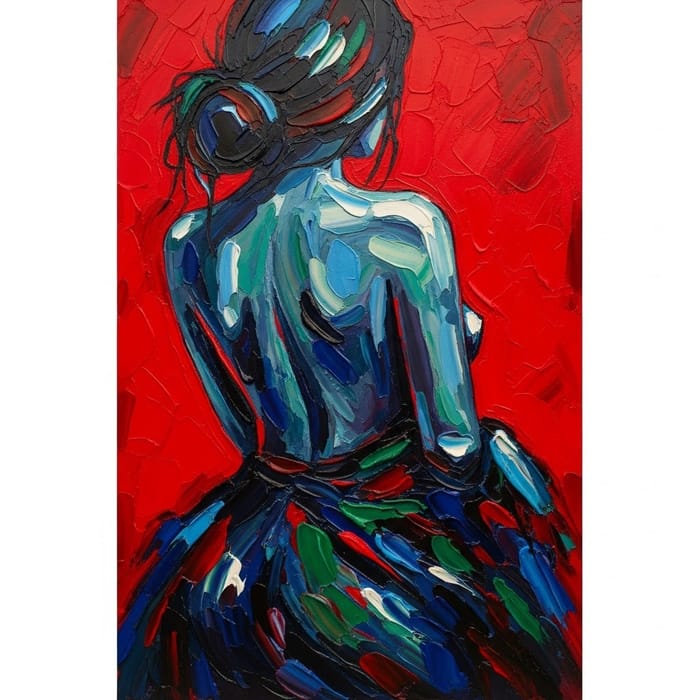 Abstract Nude Woman Painting in Jewel Tones Abstract Nude Woman Painting in Jewel Tones