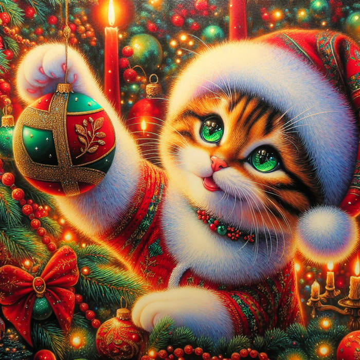 Christmas Cat Celebration - Festive Indoor Scene