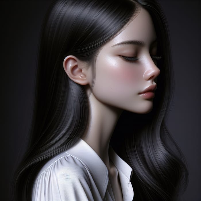 Captivating Anime Style Portrait of Emotional Young Woman