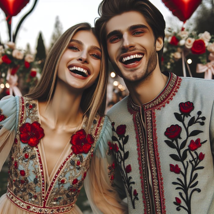 Best Friends Celebrating Valentine's Day in Elegant White Frocks