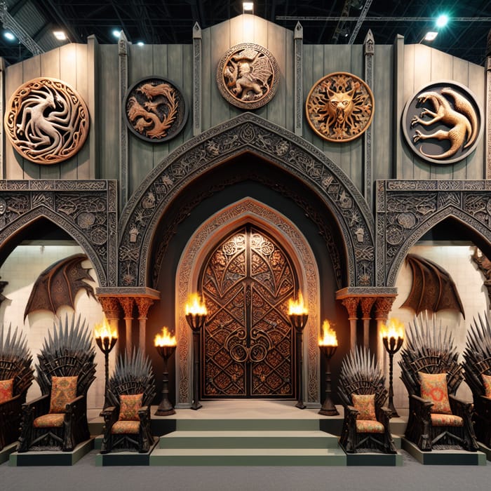 Game of Thrones Themed Booth Entrance with Gothic Arches Game of Thrones Themed Booth Entrance with Gothic Arches