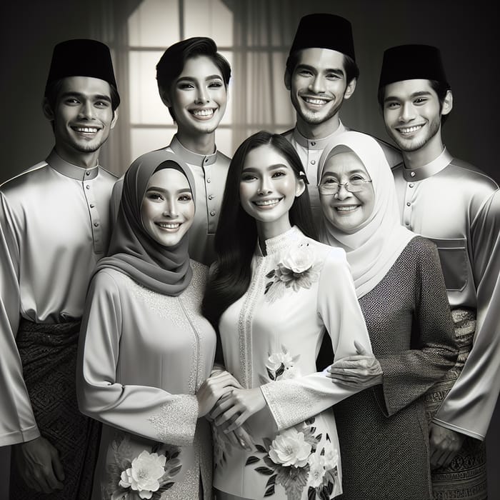 Heartwarming White and Black Baju Raya Family Happiness