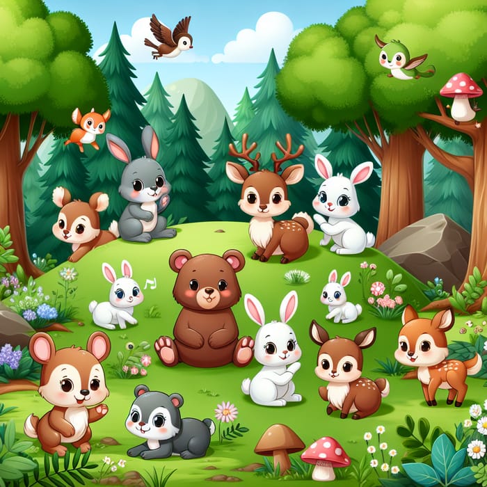 Enchanting Forest Creatures: Rabbits, Bears, Squirrels & Deer