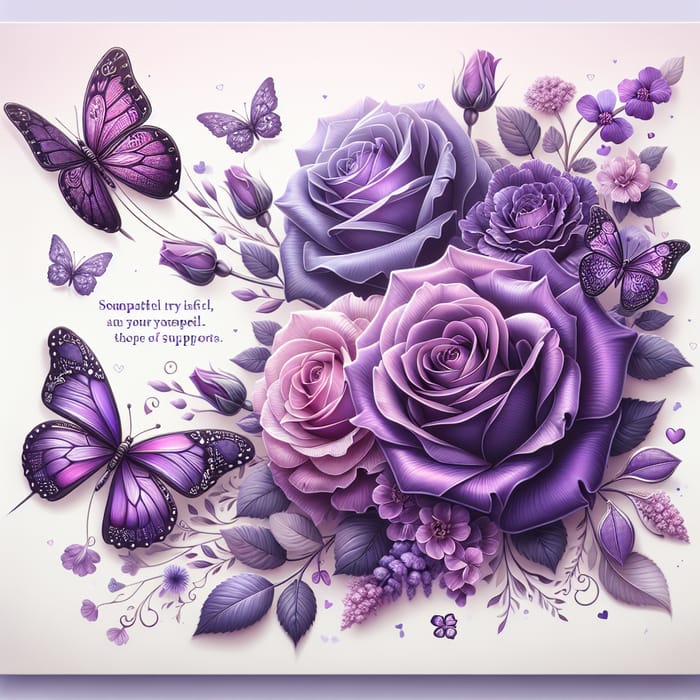 Beautiful Sympathy Gratitude Card with Purple Roses