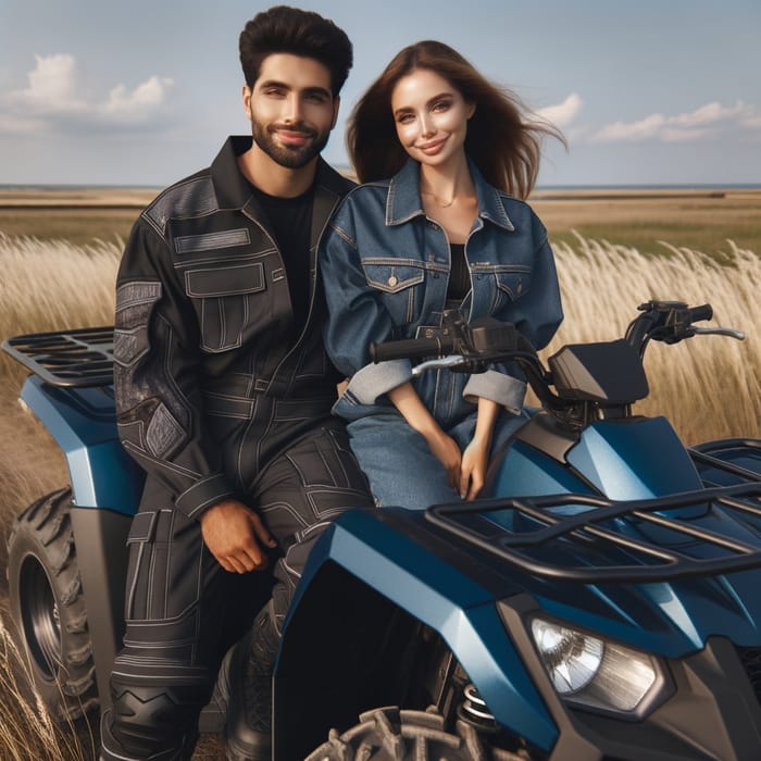 Man and Woman Couple Enjoy ATV Adventure Ride