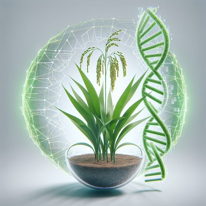 GMO Rice with Herbicide Tolerance: 3D DNA Illustration