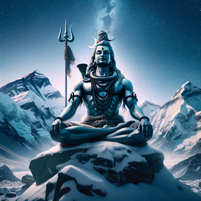 Lord Shiva Meditating on Mount Everest - Serene Image Captured