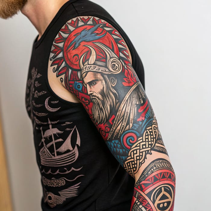 Full Viking Arm Tattoo Designs