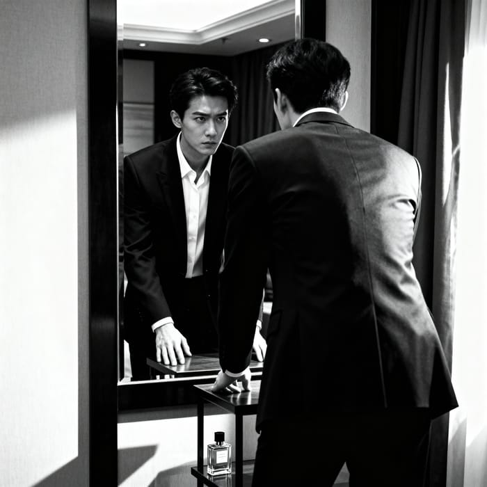 Dramatic Black and White Photo of a Young Man Dramatic Black and White Photo of a Young Man