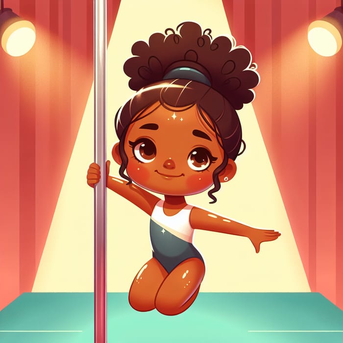 Poledance Girl Cartoon: Gymnastics in Action