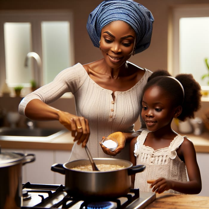 Heartwarming Nigerian Mother & Daughter Cooking Scene in African Kitchen