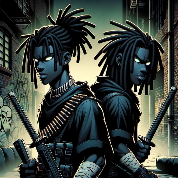 Urban Anime Characters with Dreadlocks Ready for War