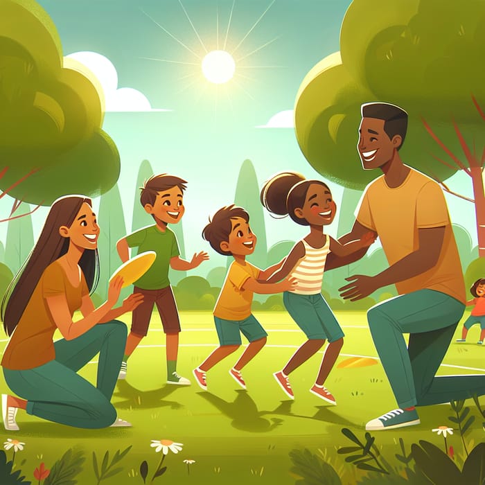 Multicultural Family at the Park | Happy Family Scene