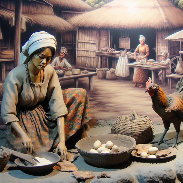 19th Century Filipina Woman Selling Food with Chicken | Historical Scene