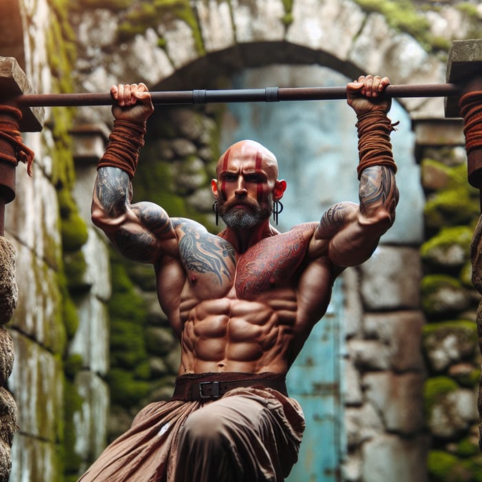 Kratos Performing Pull-Ups: Strength and Power Training