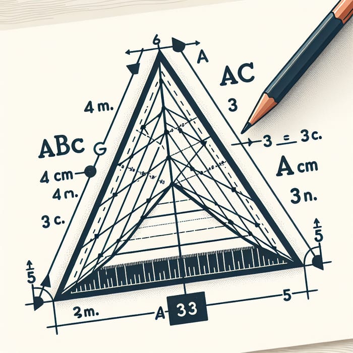 Right Semi-Equilateral Triangle ABC: 4cm AB, 3cm AC