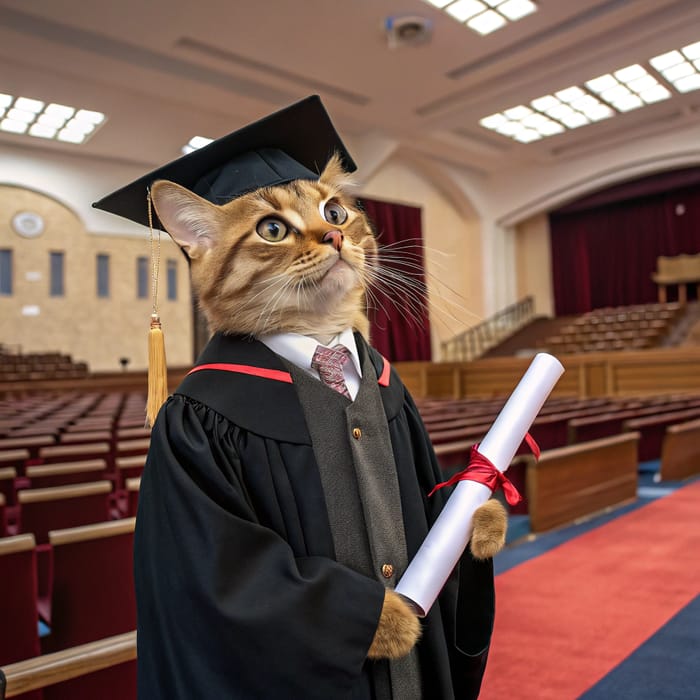 Cute Cat Graduating College – A Feline Scholar