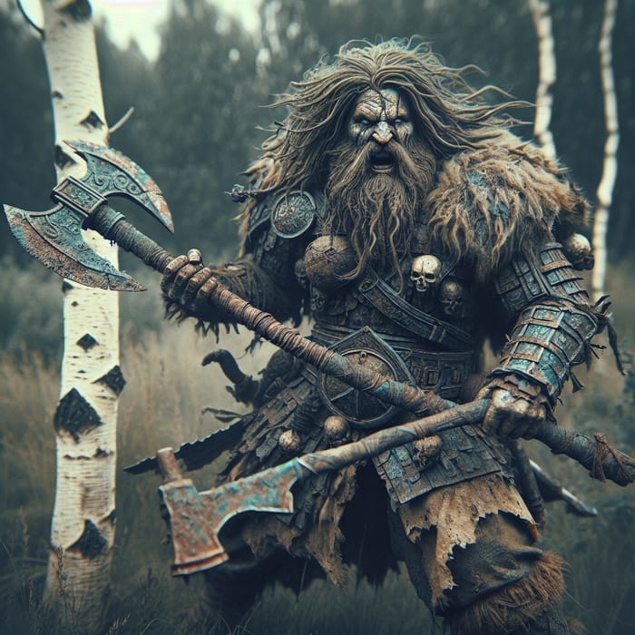 Ferocious Berserker in Nordic Battle Scene