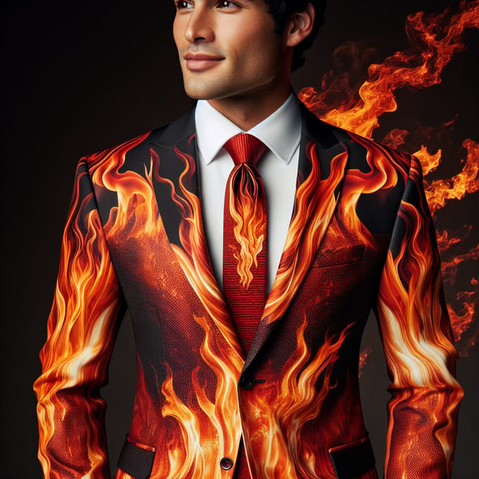 Bold Fire-Themed Recycled Men's Suit