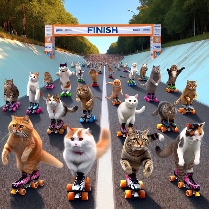 Cats Roller Skating in Summer Fun