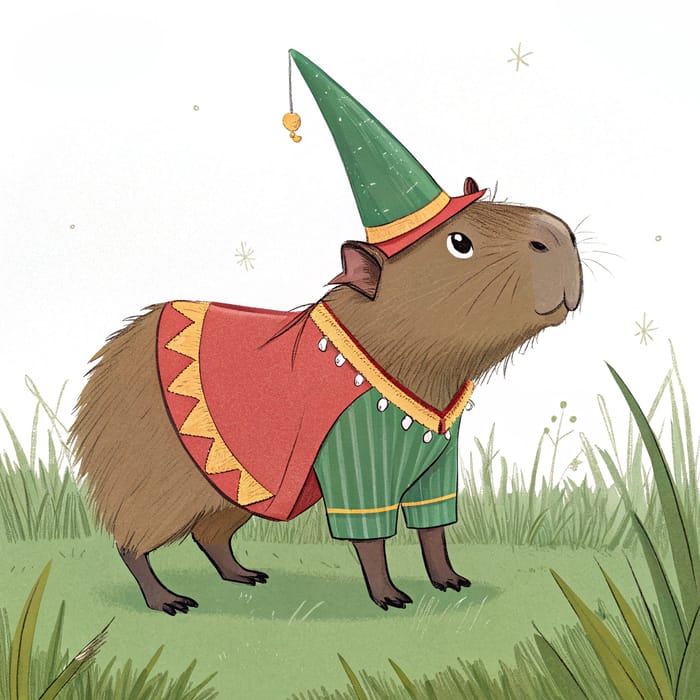 Capybara in an Elf Costume - Adorable Holiday Fun