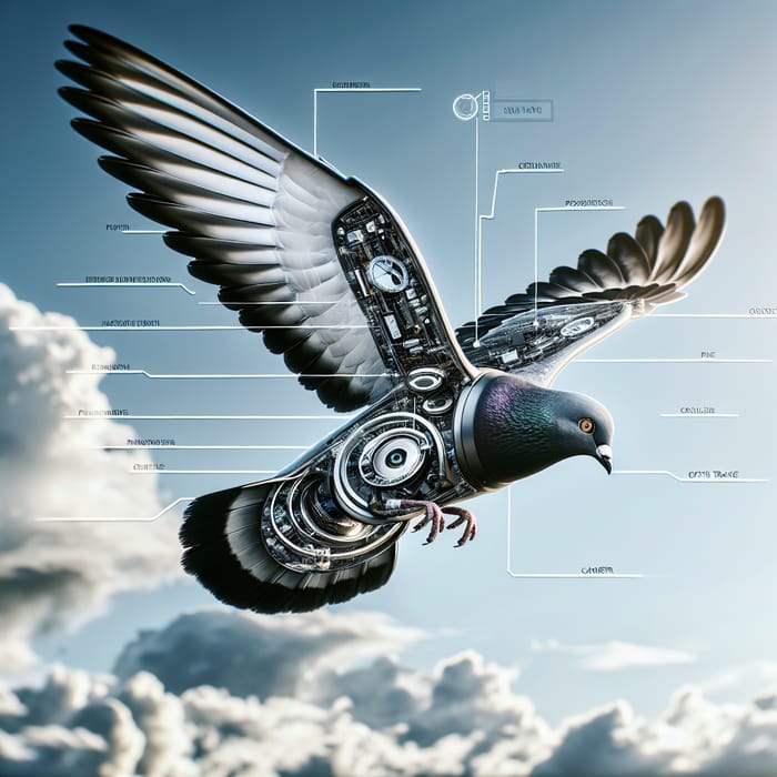 Stunning Pigeon Drone Illustration with Annotations