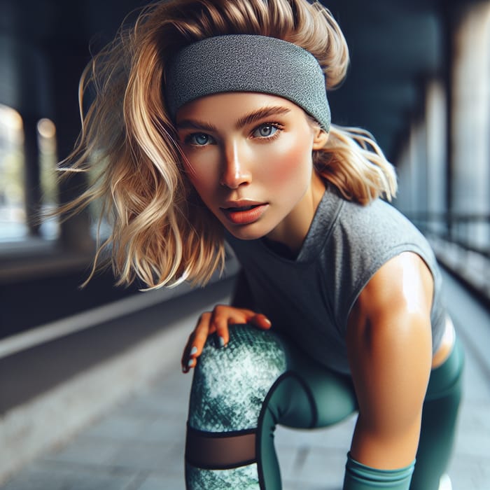 Blonde Girl in Green Leggings | Fitness Lifestyle Energy