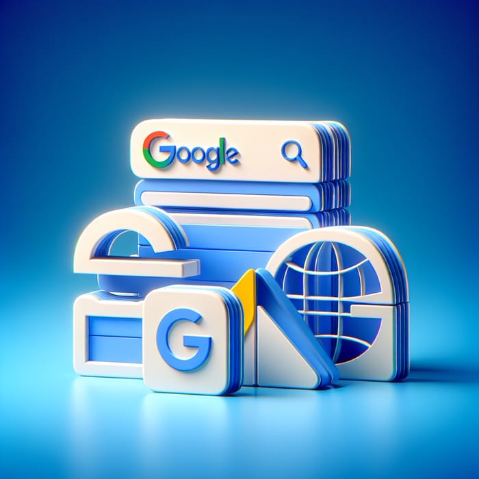 Vibrant Blue Google Logo & Stacked Web Page Icons