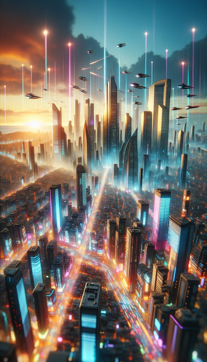 Futuristic Cyberpunk Cityscape: A Neon-Lit Urban Dystopia