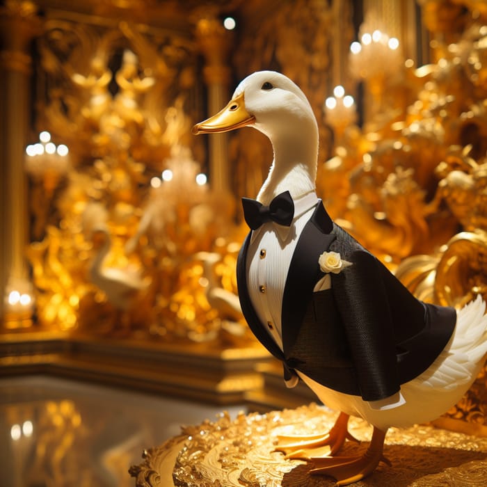 Handsome White Duck in Black Suit | Elegant Decor